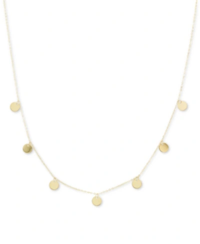 Macy's Polished Disc Dangle 18" Statement Necklace In 10k Gold In Yellow Gold