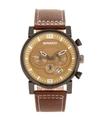 BREED QUARTZ RYKER CAMEL FACE CHRONOGRAPH GENUINE BROWN LEATHER WATCH 45MM