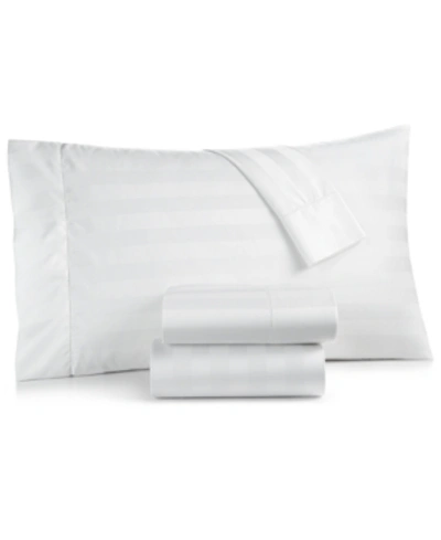 Charter Club Damask 1.5" Stripe Extra Deep Pocket 550 Thread Count 100% Supima Cotton 4-pc. Sheet Set, King, Crea In White