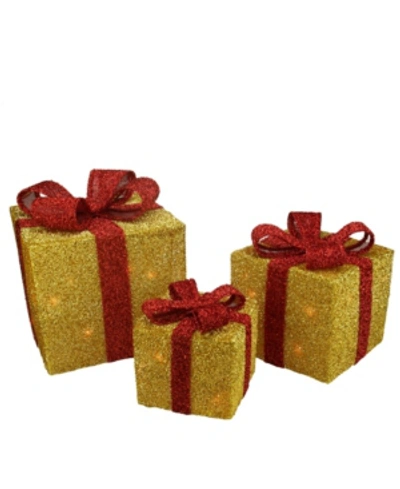 Northlight Gi Boxes With Bows Lighted Christmas Outdoor Decorations In Gold
