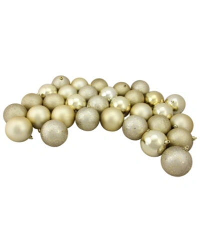 Northlight 32 Count Champagne Shatterproof 4-finish Christmas Ball Ornaments In Gold