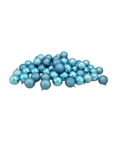 Northlight 60 Count Turquoise Shatterproof 4-finish Christmas Ball Ornaments In Blue