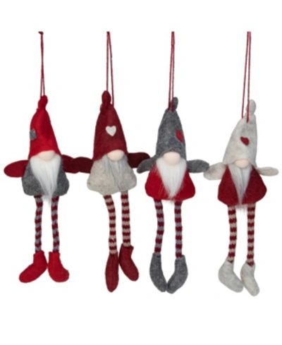 Northlight Plush Gnome Christmas Ornaments In Gray