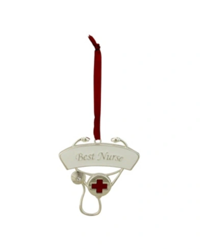 Northlight Plated "best Nurse" Stethoscope Christmas Ornament With European Crystal In Silver