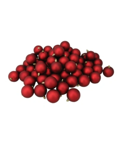 Northlight 60 Count Shatterproof Matte Christmas Ball Ornaments In Red