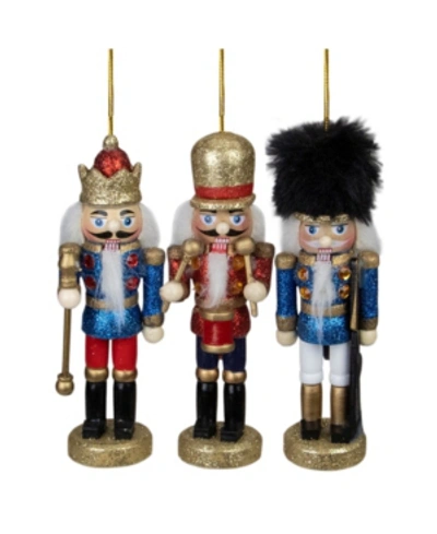 Northlight Glittery Assorted Classic Nutcracker Ornaments, Set Of 3 In Gold