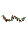 Northlight Pine Springs Berries And Pine Cones Artificial Christmas Garland-unlit In Green