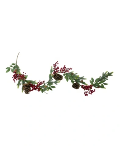Northlight Pine Springs Berries And Pine Cones Artificial Christmas Garland-unlit In Green