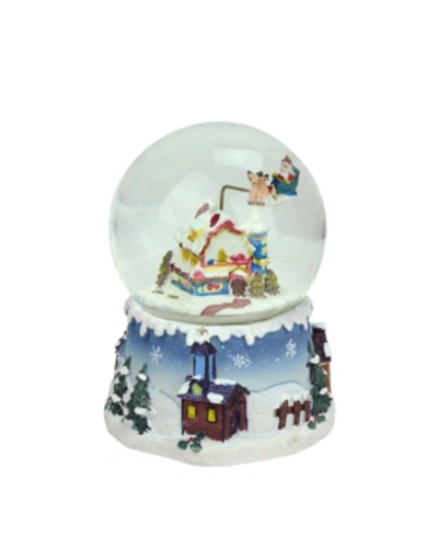 Northlight 5.5" Santa Claus On Sleigh And Snowy Village Rotating Musical Christmas Water Globe Dome In Blue