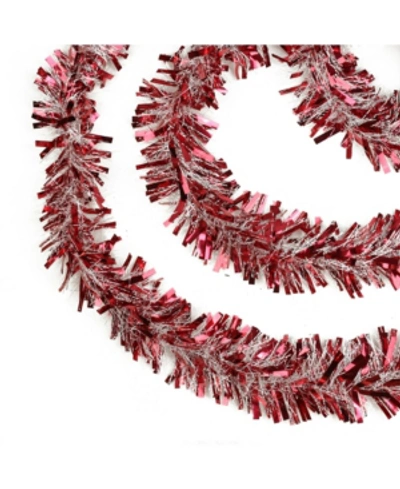 Northlight Unlit Wide Cut Snowblush Tinsel Christmas Garland In Red