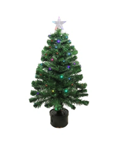 Northlight 3' Pre-lit Led Color Changing Fiber Optic Christmas Tree With Star Tree Topper In Green