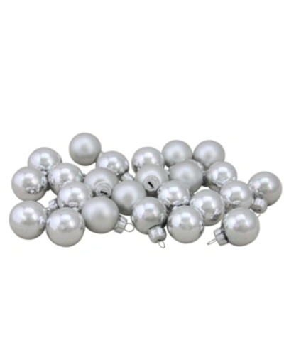 Northlight 24 Count 2-finish Glass Christmas Ball Ornaments In Silver
