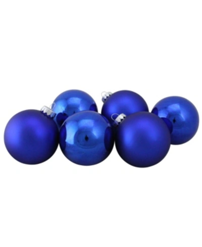 Northlight 6-piece Shiny And Matte Blue Glass Ball Christmas Ornament Set 3.25" 80mm