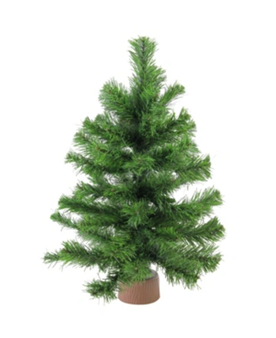 Northlight 18" Mini Pine Artificial Christmas Tree In Faux Wood Base In Brown