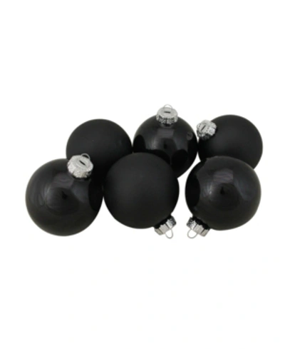 Northlight 6 Count 2-finish Glass Christmas Ball Ornaments In Black