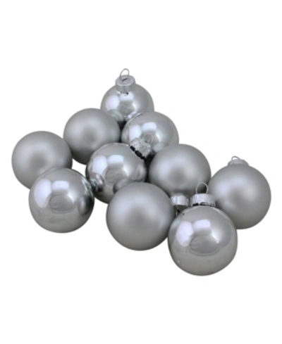 Northlight 10-piece Shiny And Matte Silver Glass Ball Christmas Ornament Set 1.75" 45mm