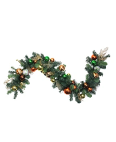 Northlight 6' Green Foliage And Assorted Copper Ornaments Garland
