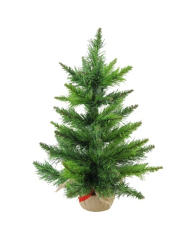 Northlight 18" Mini Balsam Pine Artificial Christmas Tree In Burlap Base In Green
