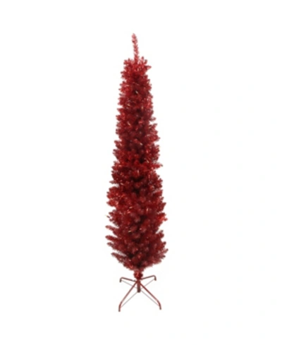 Northlight 6' Pre-lit Red Tinsel Artificial Christmas Tree- Clear Lights