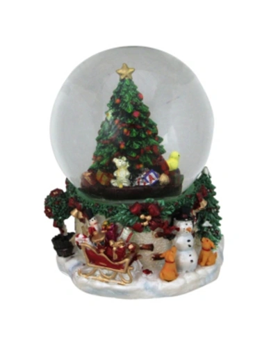 Northlight 7" Musical Christmas Tree And Presents Snow Globe Decoration In Green