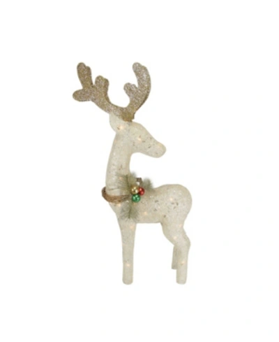 Northlight 37" Lighted Sisal Standing Reindeer Christmas Outdoor Decoration In White
