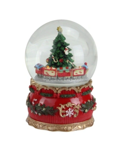 Northlight 6" Musical Christmas Tree And Train Animated Water Globe Table Top Decoration In Red