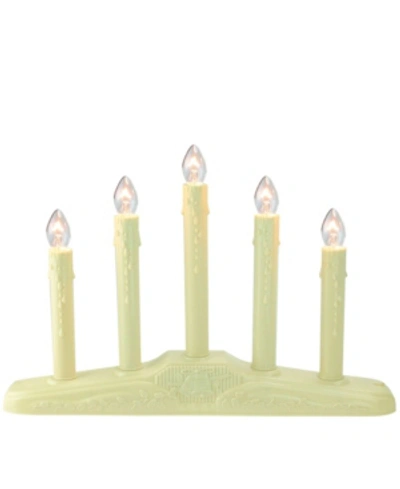 Northlight 5-light Christmas Candolier With Candles On Holly Berry And Bell Base Candle Lamp In Ivory