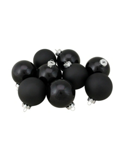 Northlight 9 Count Shiny And Matte Glass Ball Christmas Ornaments In Black