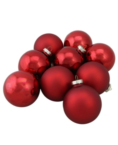 Northlight 9 Count 2-finish Christmas Ball Ornaments In Red