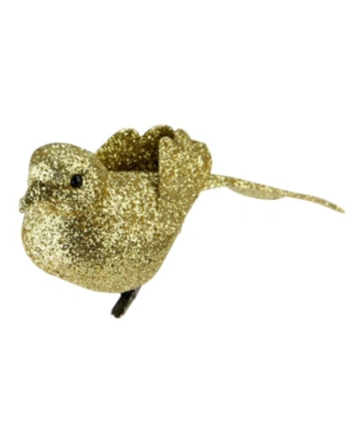 Northlight 6" Bright Gold Clip-on Glittered Bird Christmas Ornament Decoration