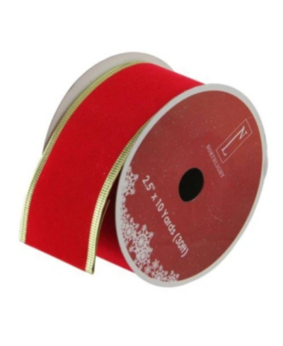 Northlight Solid Bright Red Gold Wired Christmas Craft Ribbon 2.5" X 10 Yards