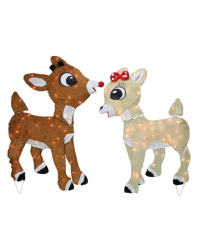 Northlight Pre-lit Rudolph Reindeer And Clarice Christmas Outdoor Decor In Brown
