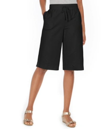 Karen Scott Petite Knit Skimmer Shorts, Created For Macy's In Deep Black