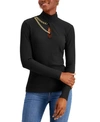 INC INTERNATIONAL CONCEPTS PETITE CHAIN-TRIM KEYHOLE TOP, CREATED FOR MACY'S