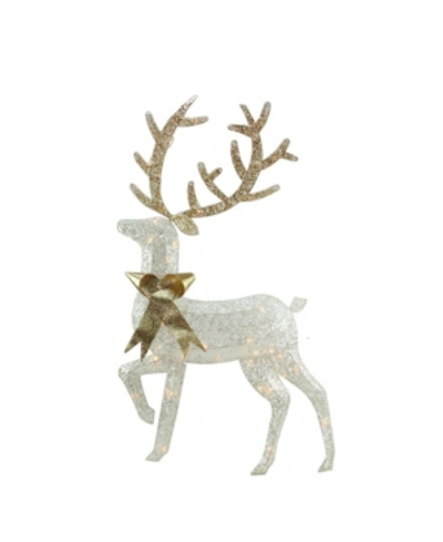 Northlight Lighted Glitter Reindeer Christmas Yard Art Decoration In Silver