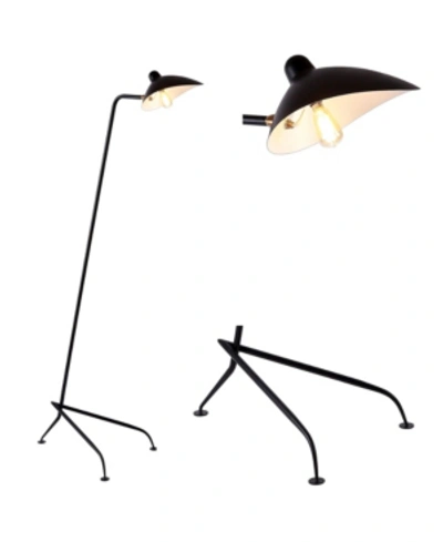 Jonathan Y Frank Iron Retro Minimalist Led Floor Lamp In Black