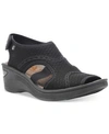 Bzees Dream Washable Wedge Sandals In Black Fabric