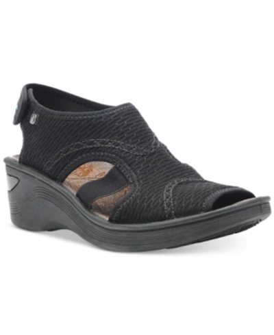 Bzees Dream Washable Wedge Sandals In Black Fabric