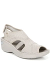 Bzees Double Up Wedge Sole In Beige Fishnet Fabric