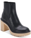 Dolce Vita Caster H2o Black Leather Platform Ankle High Heel Boots In Black Leather