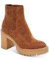 Dolce Vita Caster H2o Camel Brown Suede Platform Ankle High Heel Boots In Camel Suede