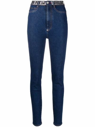 Philipp Plein Logo-embellished Skinny-leg Jeans In Blue