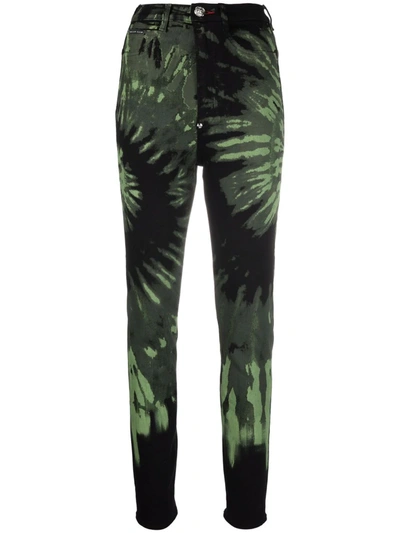 Philipp Plein Tie Dye Print Skinny Jeans In Green