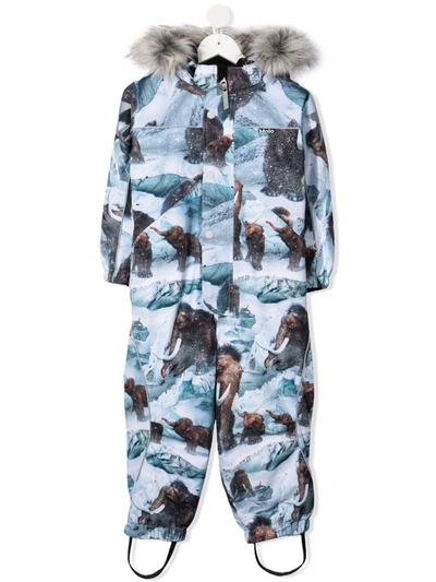 Molo Kids' Mammoth-print Jumpsuit In Blue