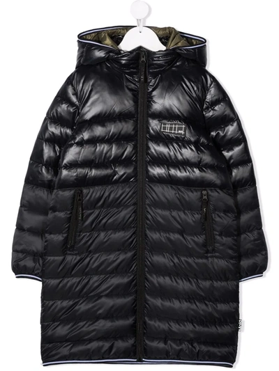 Molo Kids' Hooded Padded Coat In Black