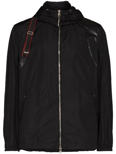 Alexander Mcqueen Harness Logo Tape Jacket In Black
