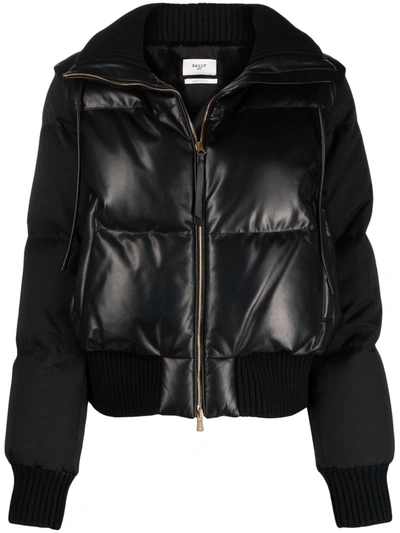 Bally Leather Puffer Jacket In Black