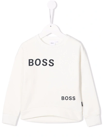 Bosswear Kids' Logo-print Fleece Sweatshirt In White