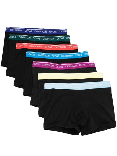 Calvin Klein Logo-waistband Trunks Pack Of 7 In Black