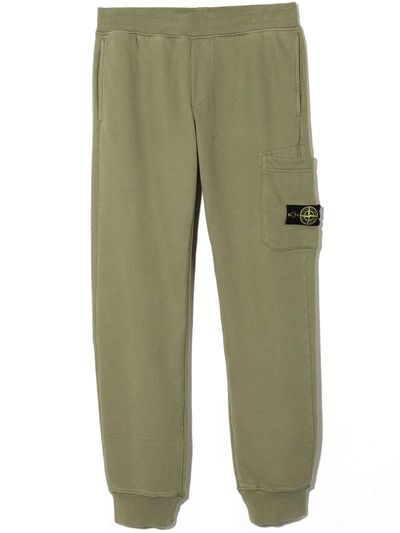 Stone Island Junior Kids' Logo-patch Track Trousers In Green